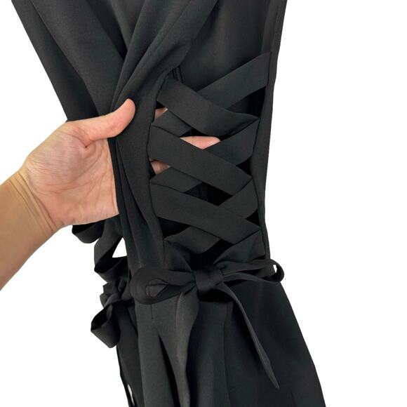 BCBGMaxazria Kalie Black Lace Up Side Cut Out V-neck Sleeveless Mini Dress - Picture 5 of 8